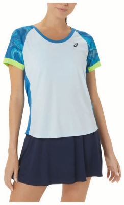 (EU) Футболка женская Asics Court Graphic Ss Top 2042A258, Синяя (XS)