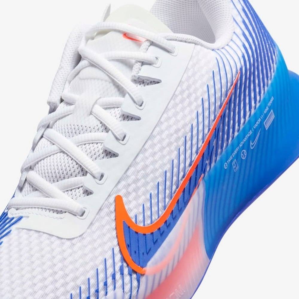 Кроссовки мужские Nike Zoom Vapor 11, Белые/Синие/Оранжевые, теннисные (р. 39)