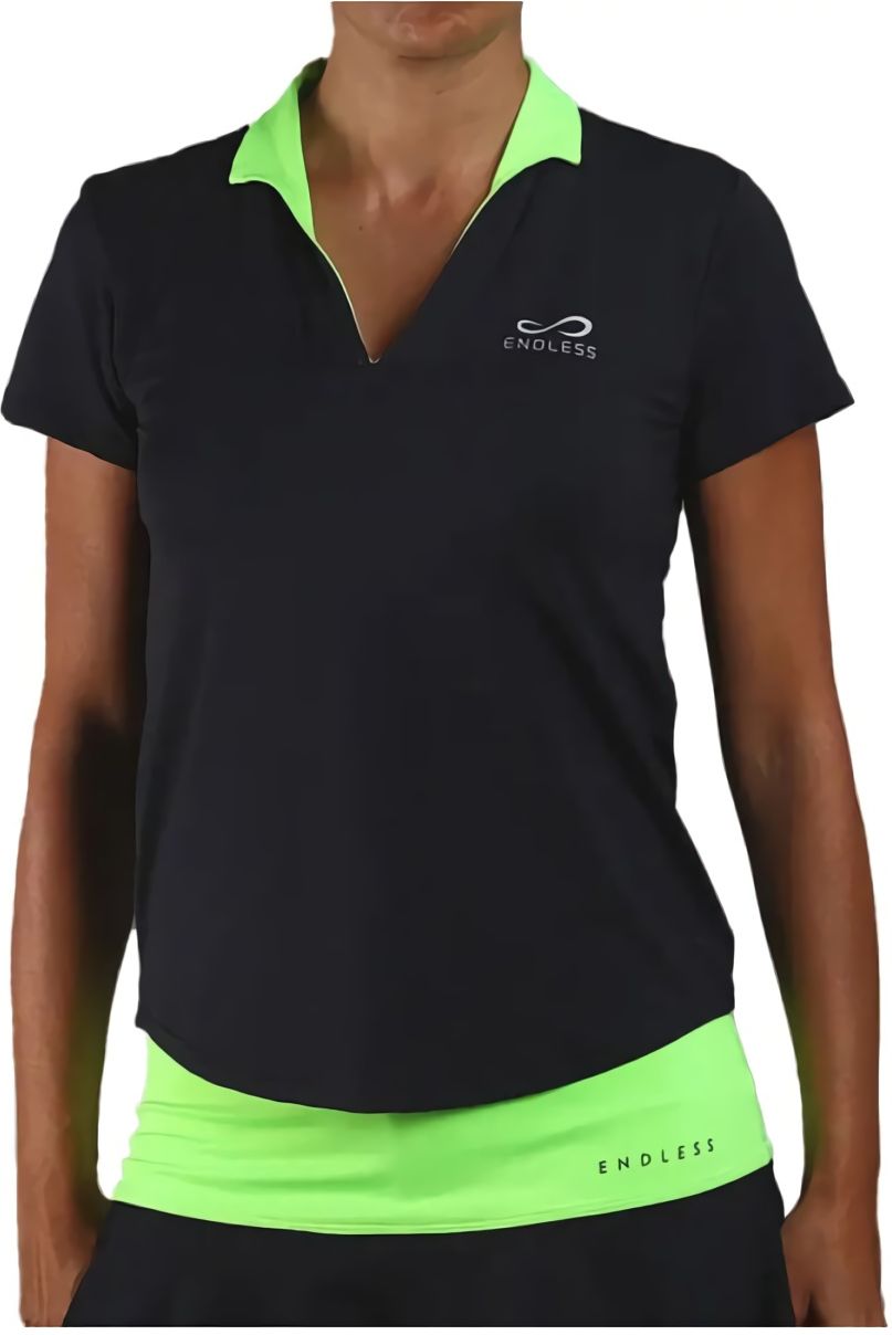 (EU) Поло женское Endless Onyx Sleeves Polo, Чёрное (XS)