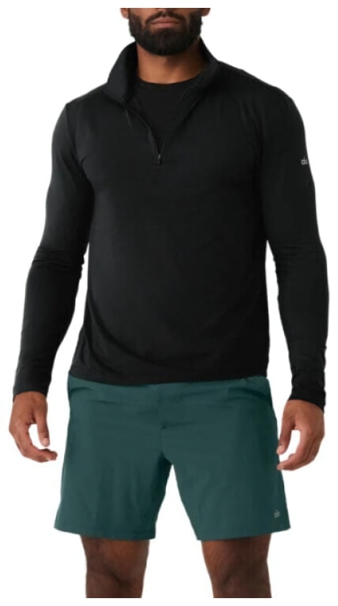 (CN) Лонгслив женский Alo Yoga Conquer 1/4 Zip, Чёрный (XXL)