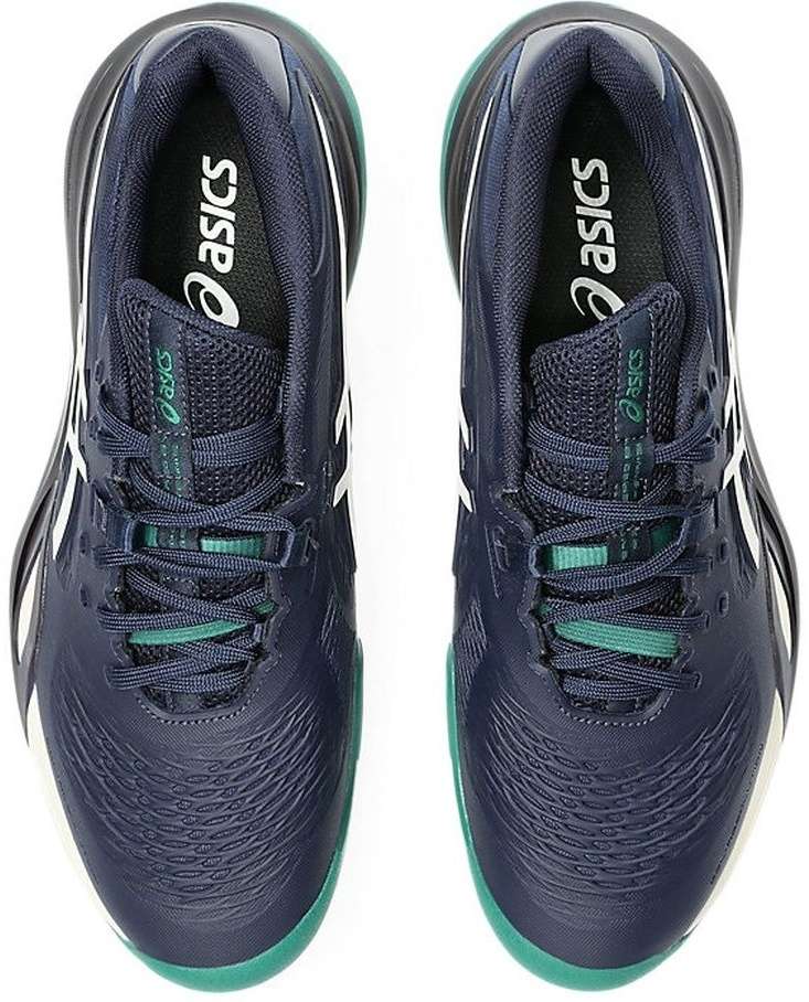 Кроссовки мужские Asics GEL-RESOLUTION X CLAY, Темно-синий/Белый/Зеленый, для грунтового корта (р. 46,5)