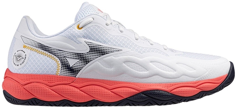 Кроссовки мужские Mizuno Wave Enforce Court AC, Белые/Чёрные/Оранжевые, теннисные (р. 45)