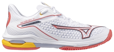Кроссовки женские Mizuno Wave Exceed Tour 6 AC, Белые/Коралловые/Оранжевые, для всех покрытий (р. EUR 41)