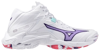 Кроссовки женские Mizuno Wave Lightning Z8, Белые/Фиолетовые/Розовые, с технологиями Wave и Enerzy (р. EUR 41)