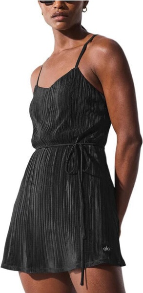 (CN) Платье Alo Yoga Micro Plisse Game On Tennis Dress, Чёрное (XS)