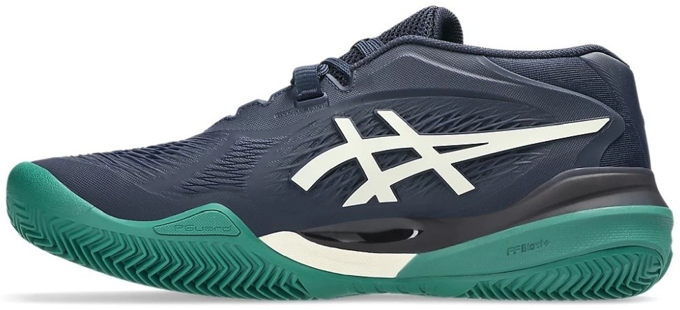 Кроссовки мужские Asics GEL-RESOLUTION X CLAY, Темно-синий/Белый/Зеленый, для грунтового корта (р. 46,5)