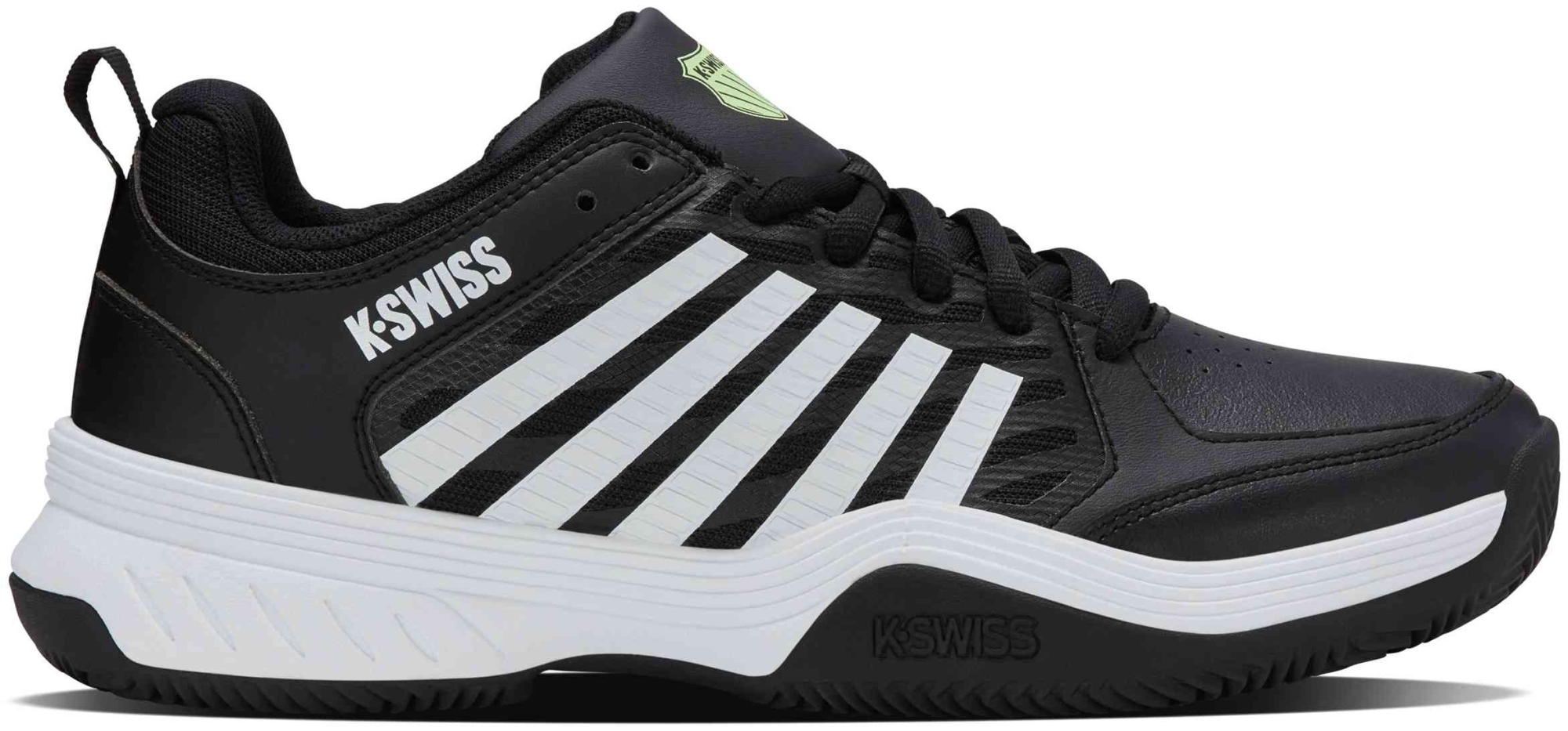 Кроссовки мужские K-Swiss Court Express 2 Clay, Чёрные/Белые/Неоново-зелёные (р. 45)