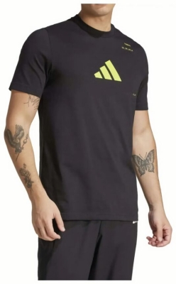 (EU) Футболка мужская Adidas с графическим принтом KME04, Чёрная (S)