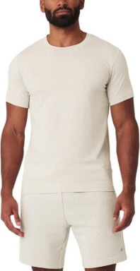 (CN) Футболка с коротким рукавом Alo Yoga Conquer Reform Crewneck Short Sleeve, Бежевая (L)