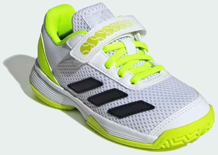 Кроссовки для мальчиков Adidas Courtflash Hook-and-Loop, Белые/Черные/Салатовые, с липучкой (р. 29,5)