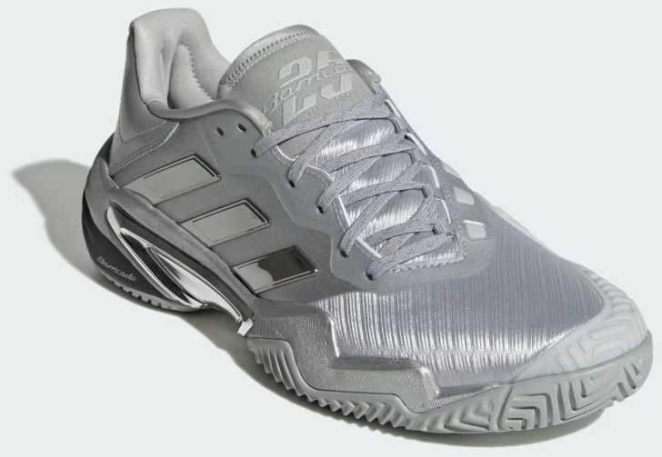 Кроссовки мужские Adidas Barricade 13 Silver Edition, Серебристые, с технологией Geofit, Torsion System (р. 40,5)
