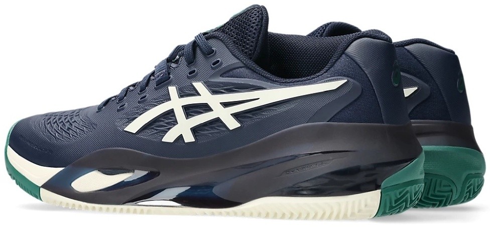 Кроссовки мужские Asics GEL-RESOLUTION X CLAY, Темно-синий/Белый/Зеленый, для грунтового корта (р. 46,5)