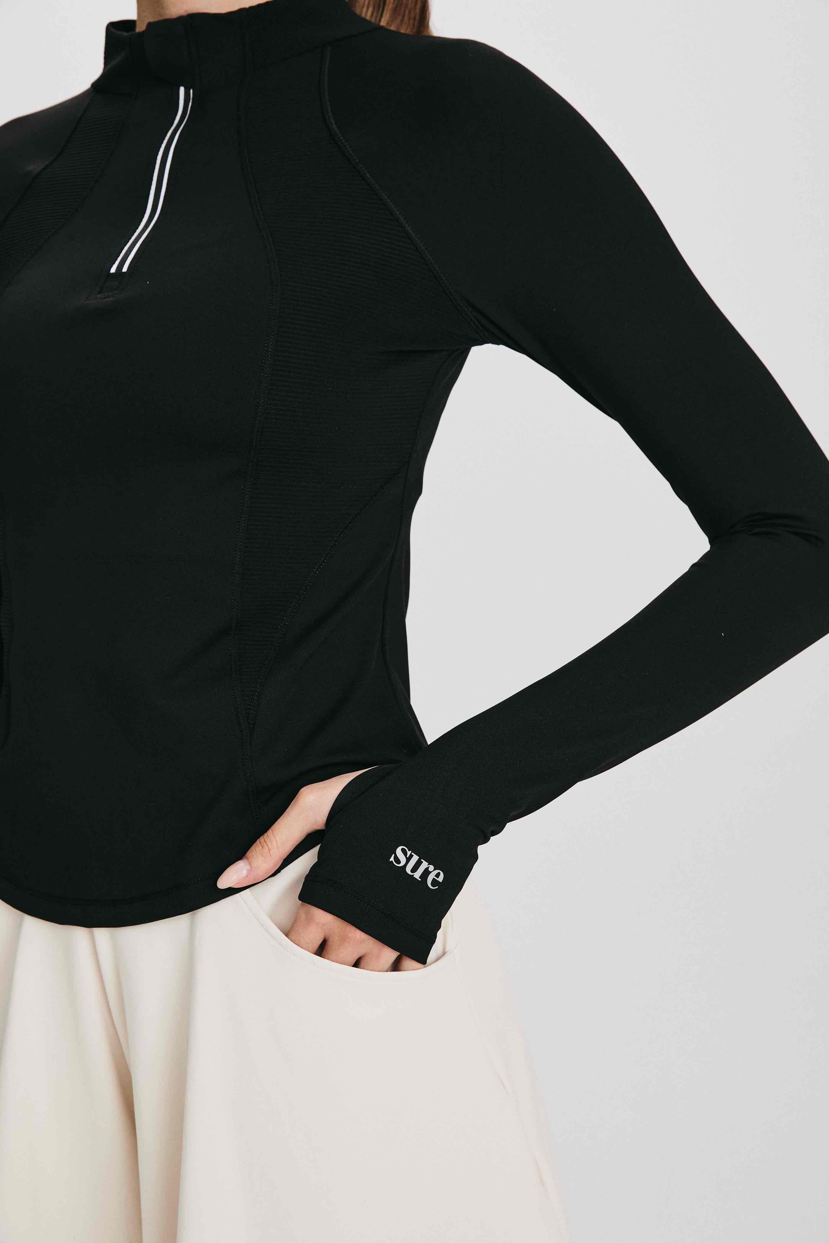 Лонгслив женский SURE 1/2 zip с охлаждающим эффектом, Черный (L)