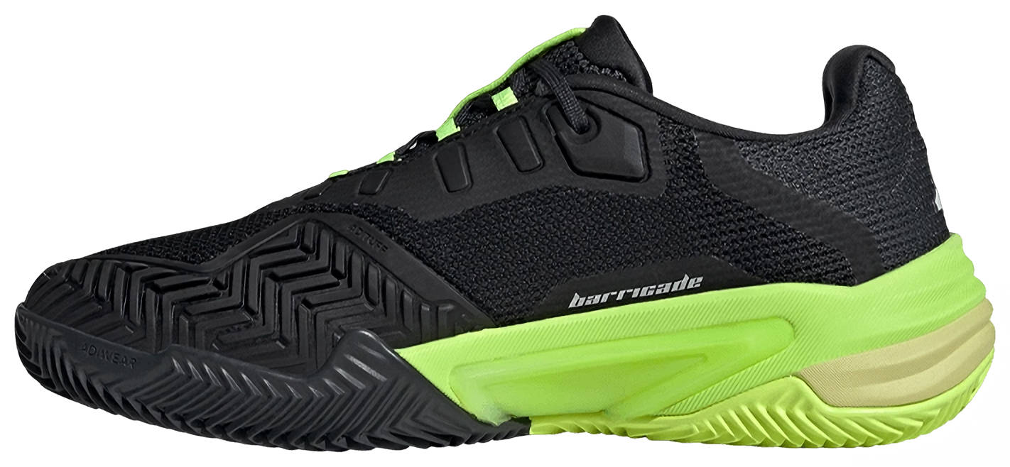Кроссовки мужские Adidas Barricade 13 M, Чёрные/Металлик/Прозрачный-Лимон, с технологией AdiWear, для всех покрытий (р. EUR 43.3)