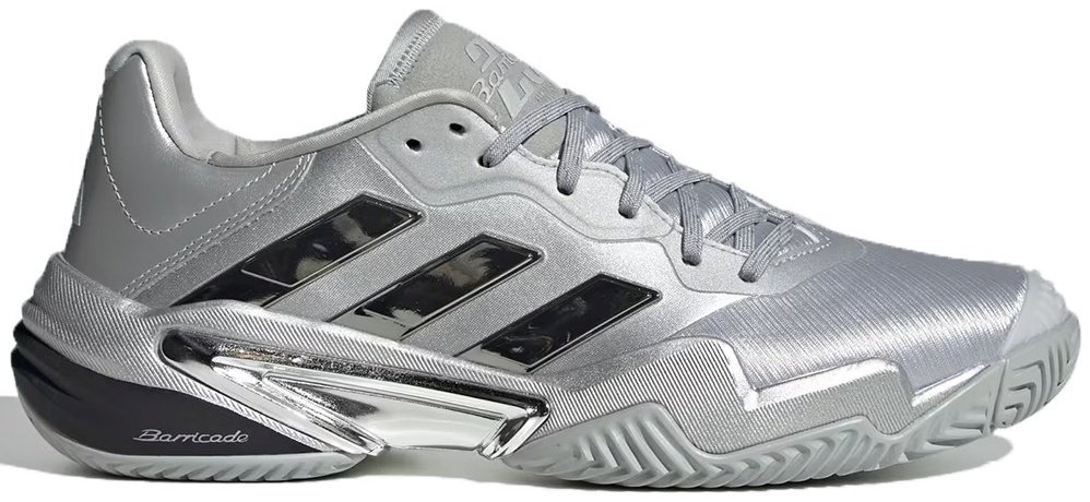 Кроссовки мужские Adidas Barricade 13 Silver Edition, Серебристые, с технологией Geofit, Torsion System (р. 40,5)