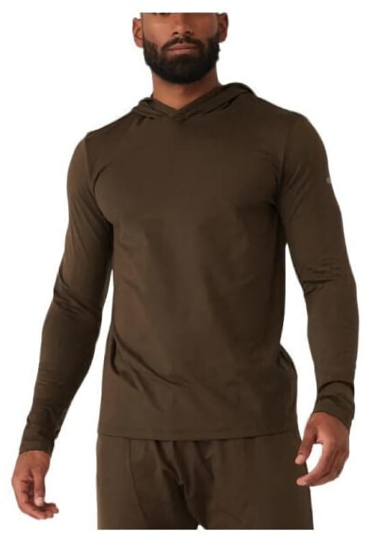 (CN) Лонгслив женский Alo Yoga Conquer Reform Long Sleeve With Hood с капюшоном, Коричневый (M)