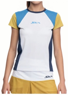 (EU) Футболка женская Siux с цветными блоками, Белая/Синяя/Песочная (S)