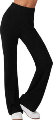 (CN) Кашемировые брюки Alo Yoga Cashmere High-Waist Plush Waffle Pant, Чёрные (2XS)