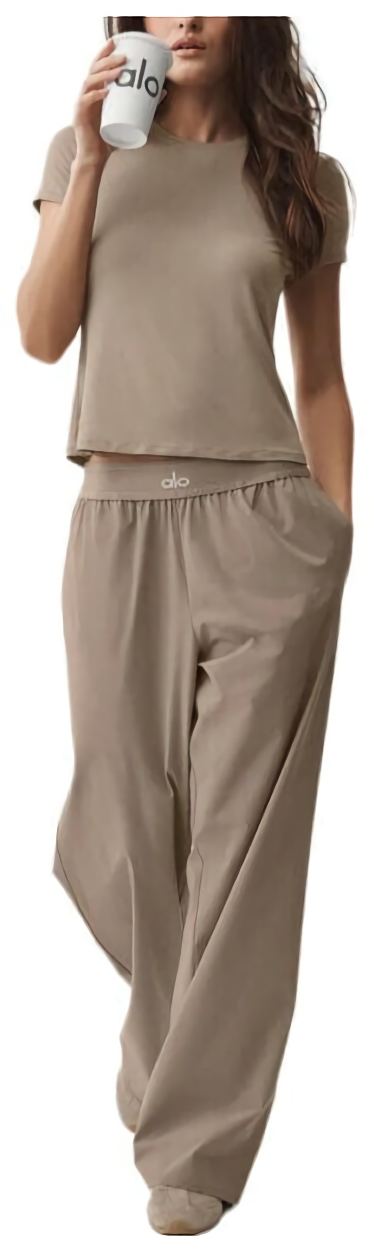 (CN) Брюки женские Alo Yoga Suit Up Long, Бежевые (XS)