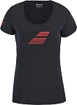 (EU) Футболка женская Babolat Exercise Flag Tee, Чёрная (XS)