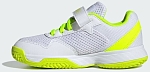 Кроссовки для мальчиков Adidas Courtflash Hook-and-Loop, Белые/Черные/Салатовые, с липучкой (р. 27,5)