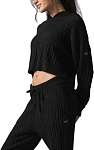 (CN) Лонгслив Alo Yoga Knitwear Women's Mixed Gray/Athletic Heather Grey, Чёрный (S)