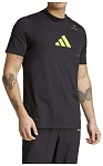 (EU) Футболка мужская Adidas с графическим принтом KME04, Чёрная (S)