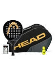 (EU) Набор ракетка Head Edge II Black + Сумка Head Edge Backpack + Овергрип Shockout + Защитная лента + Банка геля Bullpadel Dry