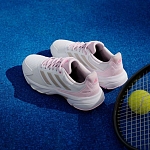 Кроссовки женские Adidas Courtjam Control 3, Белые/Розовые, с системой стабилизации, из переработанных материалов (р. 35,5)