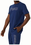 (EU) Футболка мужская Asics c коротким рукавом с логотипом, Синяя (S)