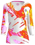 Футболка женская Bidi Badu Wild Arts V-Neck, рукав 3/4, Белая/Разноцветная (M)