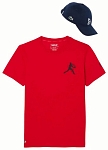 (EU) Футболка и кепка мужские Lacoste набор фаната Джоковича TH1044, Красная (XL)