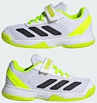 Кроссовки для мальчиков Adidas Courtflash Hook-and-Loop, Белые/Черные/Салатовые, с липучкой (р. 27,5)