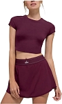 (CN) Кроп-топ женский Alo Yoga Alosoft Crop Finesse Short Sleeve, Коричневый (M)