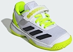 Кроссовки для мальчиков Adidas Courtflash Hook-and-Loop, Белые/Черные/Салатовые, с липучкой (р. 27,5)