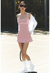 (CN) Платье женское Alo Yoga Airbrush Streamlined Dress с шортами, карманами, встроенным бюстгальтером, Розовое (S)